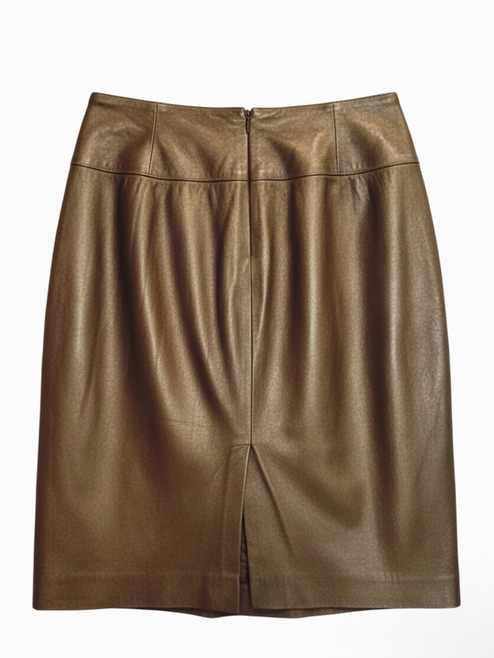 Carlisle Genuine Leather Pencil Skirt Bronze Metallic Luxury Career Classic | 6